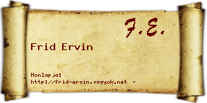 Frid Ervin névjegykártya